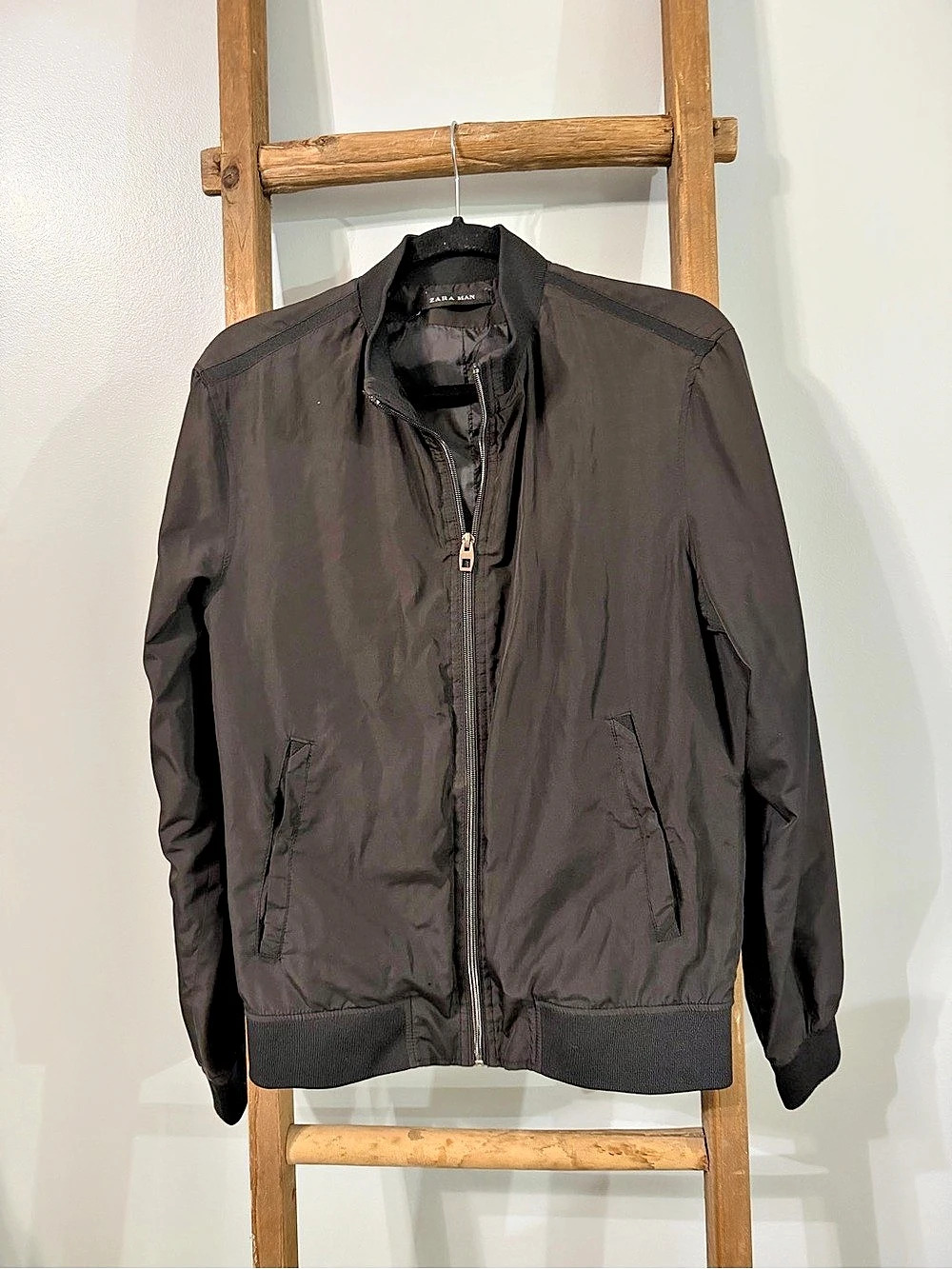 Zara Man Black Bomber Jacket Size M